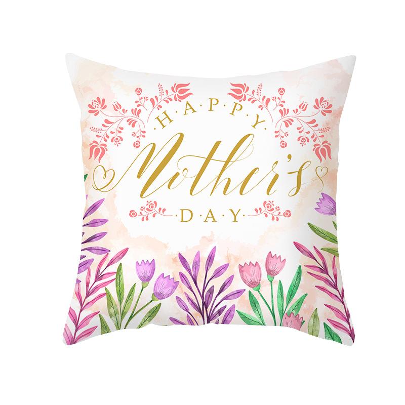 New Mother's Day Printed Pillow Cover Peach Skin Home Sofa Decoration Pillow Bedroom Cushion Pillow Cover