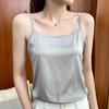 25 Summer Silk Slim-fit V-neck Camisole, Single Strap, Sleeveless, Solid Color, Versatile Imitation Silk Vest