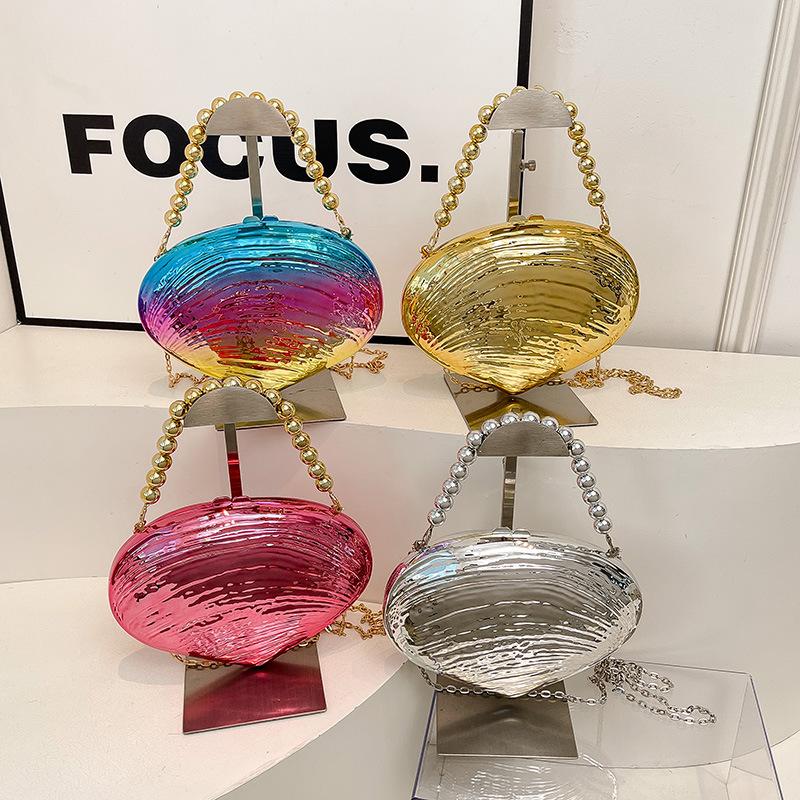 Shell Egg Acrylic Clutch Purses For Women Wedding Candy  Evening Crossbody Bag Marbling Handbags Mini Female  Detachable Chain