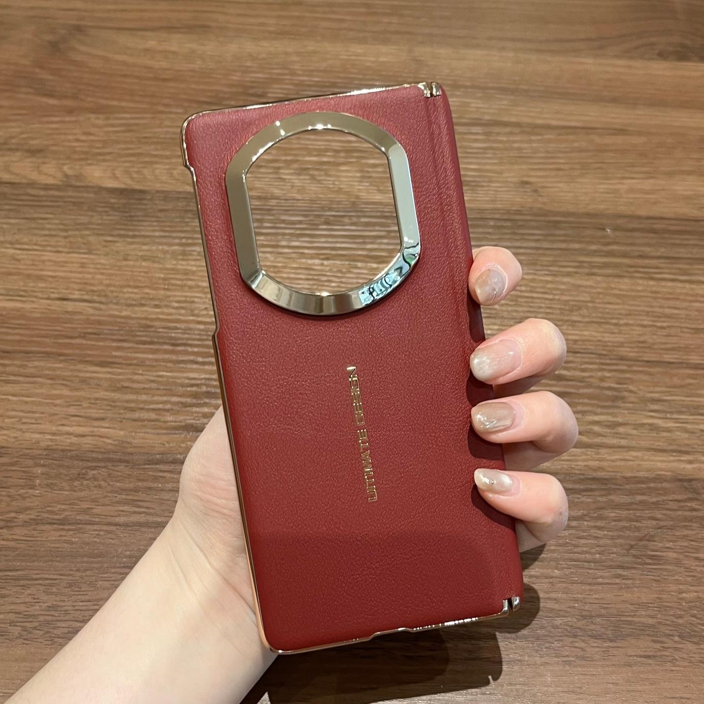 Чехол для Huawei Mate X7 с двойной осью, гальванизированная гладкая кожа, магнитная беспроводная зарядка, защитный чехол-бампер Huawei Mate X7