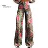 Dámské Retro Ležérní Kalhoty Knoflík se středním vzrůstem Zip Fly Široká noha Dlouhé kalhoty s kapsami Digitální květinový potisk Kalhoty pro volný čas Streetwear