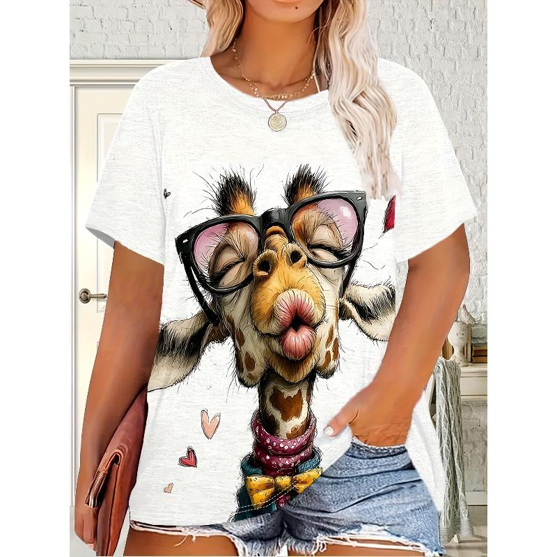 Stylish Simple Short-sleeved Women's Printed Versatile Top Casual T-Shirts Women’s