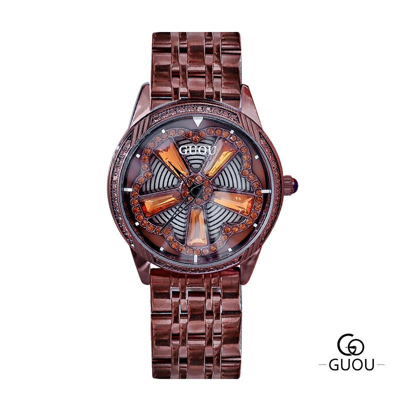 Rotating Dial Waterproof Fashion Trend Large Dial Heavy Industry Diamond Ladies Watch Quartz Watch