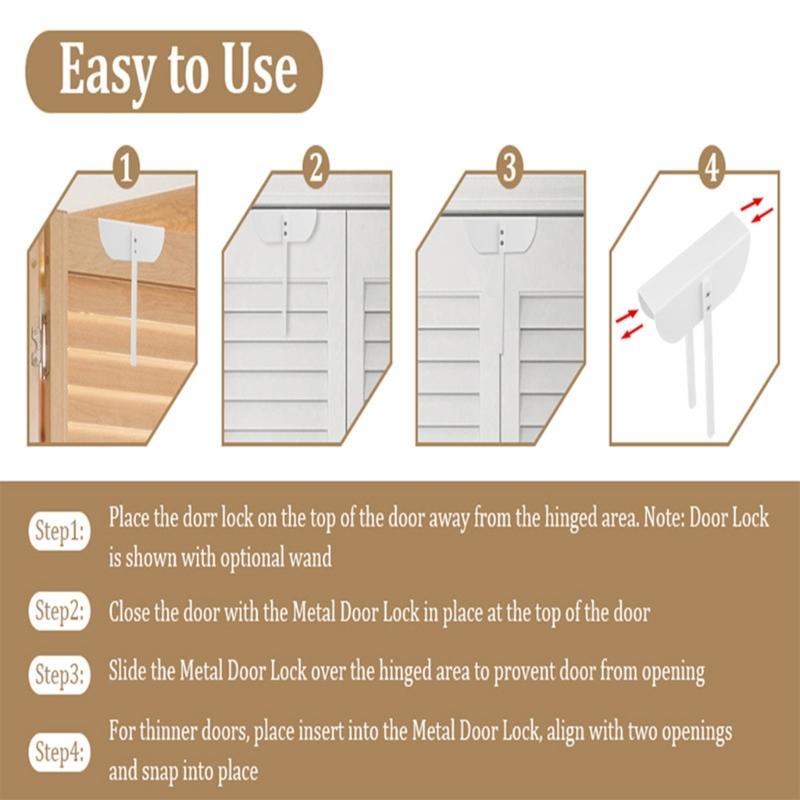 Bifold Door Lock Metal Lock Double Bifold Door Safe Lock Wardrobes Lock Accessory Suitable for Home Storage and Privacy