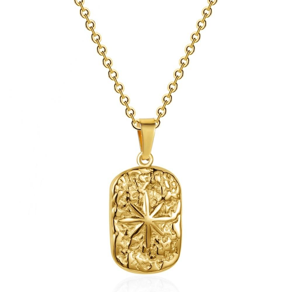 Non Fading Compass Pendant Necklace Silver Color Geometric Pendant Necklace  for Men Women