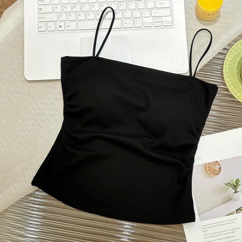 Sling vest women's belt fixed chest pad outer wear underwear comfortable elastic pleated thin waist repair sports bra tube top