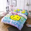 Smiling Face Graffiti Bedding Set Themed Colorful Print Microfiber Student Dormitory Bed Sheet Duvet Cover Kid Gift Home Textile