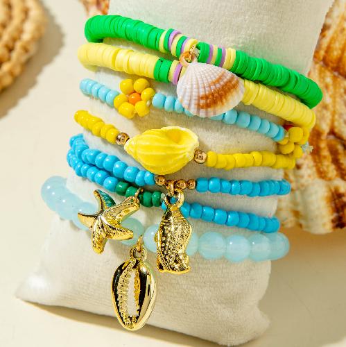 Bohemian Style Rice Bead Shell Multi-layer Bracelet Ethnic Style Rope Braided Bracelet