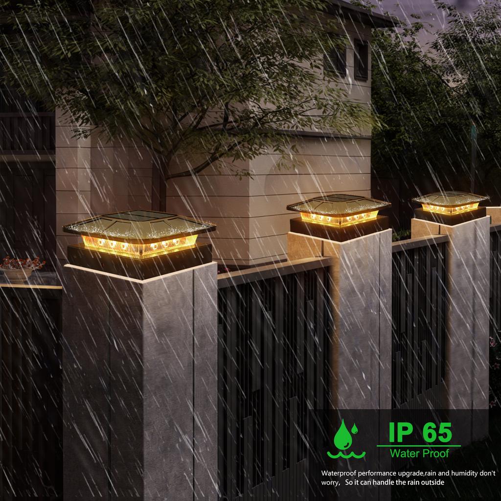 Solar Post Cap Lights Outdoor 3 Lighting Modes For Fence Deck Patio Garden Decor Solar Powered Post Lights Fit 4x4 Wood Vinyl