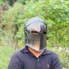 Grey Barbuta Helmet  Medieval Knight Helmet 18g Mild Steel Visored Helmet for LARP, Cosplay  Halloween Costume Warrior Helmet.