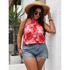 Nuova Maglietta a Maniche Corte con Stampa Senza Spalle da Donna con Scollo Halter Incrociato e Allacciatura sulla Schiena, Maglietta Pullover Estiva Casual alla Moda, Maglietta Larga Traspirante Plus Top