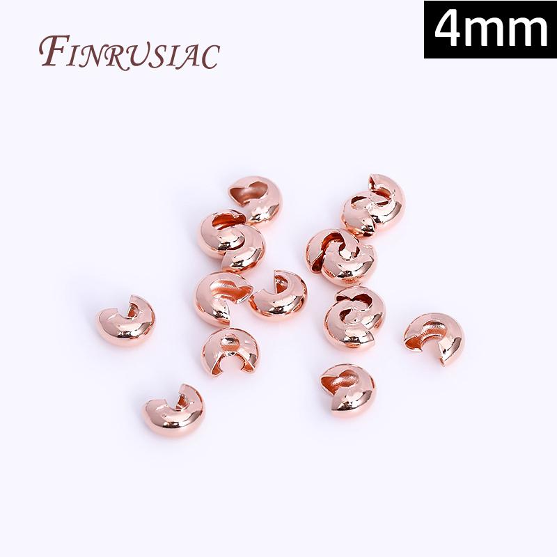 3mm/4mm Open Crimp Bead Covers 18K Real Gold Plated Round Covers For Crimp End Beads, DIY Jewelry Making Supplies Wholesale
