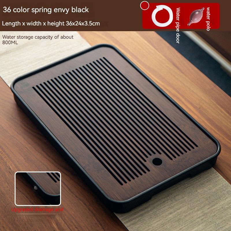 

Поднос для чая из бамбука, небольшой поднос для чая для домашнего хозяйства, простой набор для чая в стиле кунг-фу, дренаж, хранение, дренаж, сухое и влажное двойное использование 36x24cm