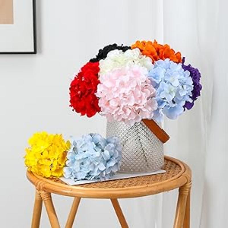 10 PCS Faux Silk Hydrangeas Flowers Heads with Stems Hydrangea Artificial Flowers Real Touch for Home Wedding Party Table Decor