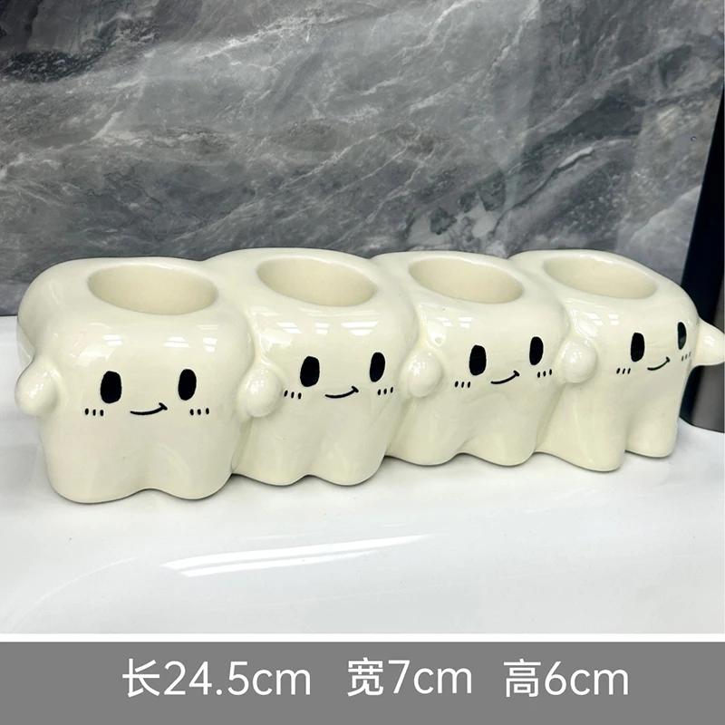 Electric Toothbrush Holder Ceramic Soft Cute Shelf Toothpaste Washstand Toothbrush Household Storage Rack Toothbrush Holder