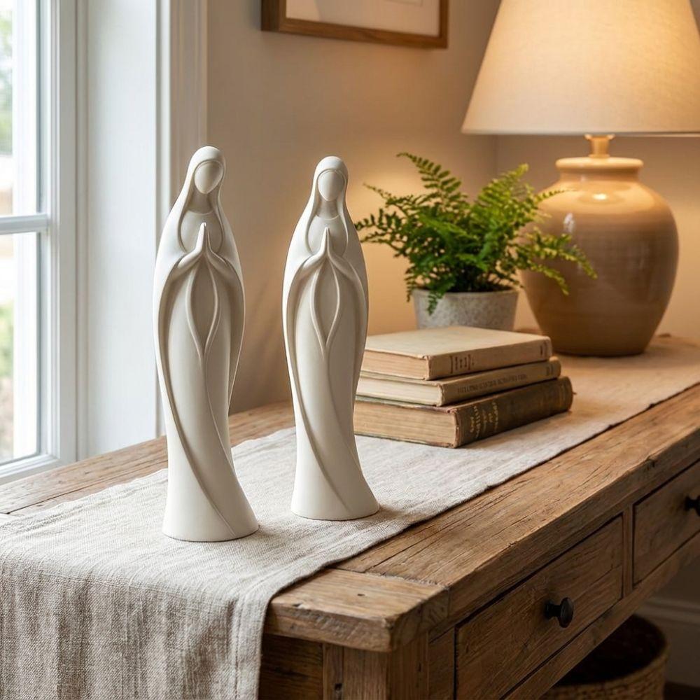 3D-gedruckte betende Jungfrau Maria Statue Katholisch Minimalistisch Muttergottes Verzierung Kratzfeste Kunststoff Hände gefaltet Statue