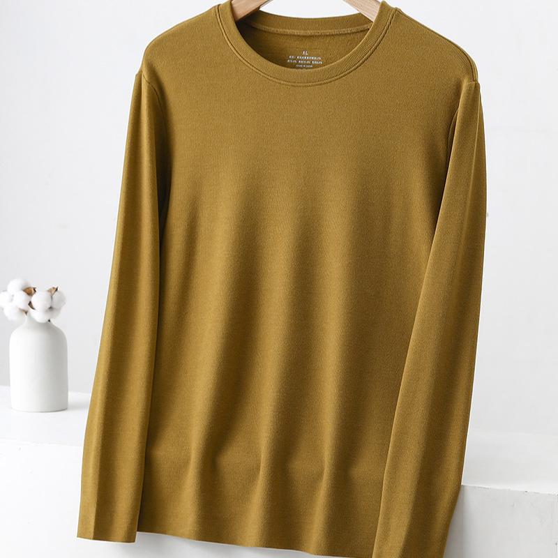 

Autumn and Winter New Men s Casual Seamless Long-sleeved Warm Base Shirt 3XL жёлтый