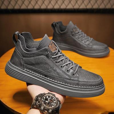 Frühlings Herrenschuhe Neu Atmungsaktiv Hoch Kochschuhe Herren Trendig und Vielseitig Schwarze Lederschuhe Sport- und Freizeitsneaker für Herren