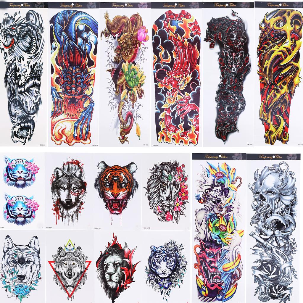 8 Fogli Tatuaggi Temporanei Full Sleeve Impermeabili 8 Fogli Tatuaggi Finti Mezza Manica Spalla per Donne Uomini
