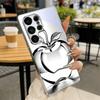 Funda de Teléfono de Plata Electroplateada con Arte de Línea Minimalista para Samsung S24 Ultra S21 S22 FE S23 Plus S20 S25 26 Note10 20 Cubierta de Cristal