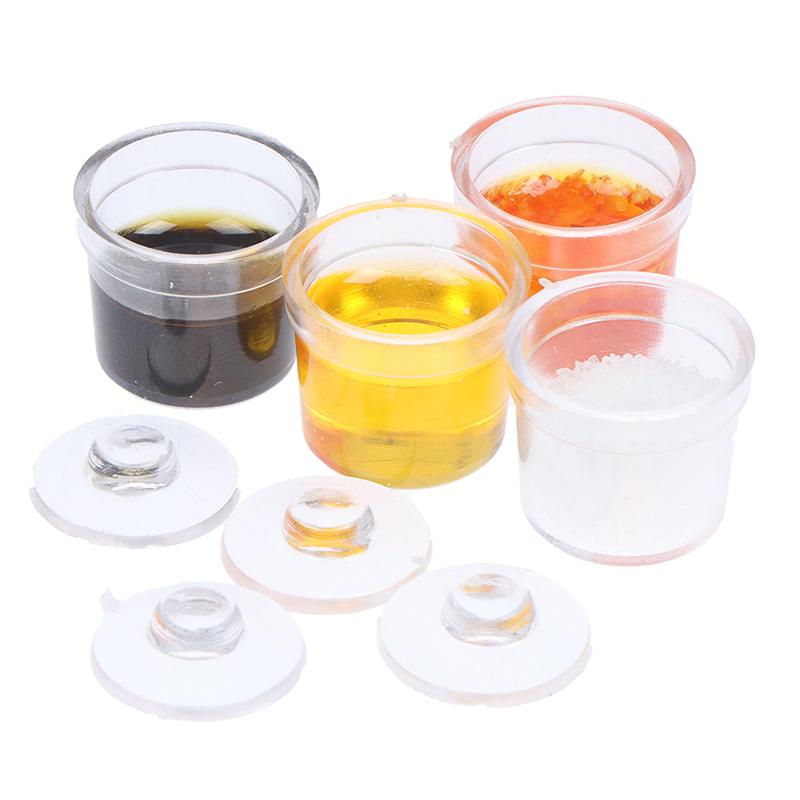 1Set 1:12 Dollhouse Miniature Chili Soy Sauce Salt Seasoning Jar Kitchen Decor