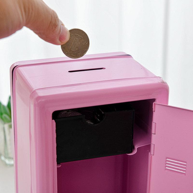 Kawaii Metal Storage Cabinet with Key Lock Mini Safe Desktop Organizer Pink Purple Blue Metal Box Cute Table Decoration