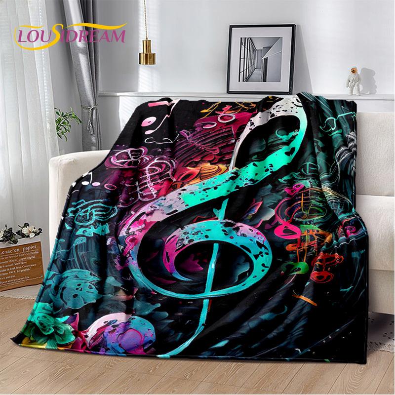 Note Music Colorful Musical Score Cartoon Blanket,Soft Throw Blanket for Home Bedroom Bed Sofa Picnic Travel Office Cover Child