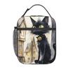 Vintage Black Cat And European Street Scene Insulated Lunch Bag for Women Kids Leakproof Food Boxes Thermal Lunch Box Tote