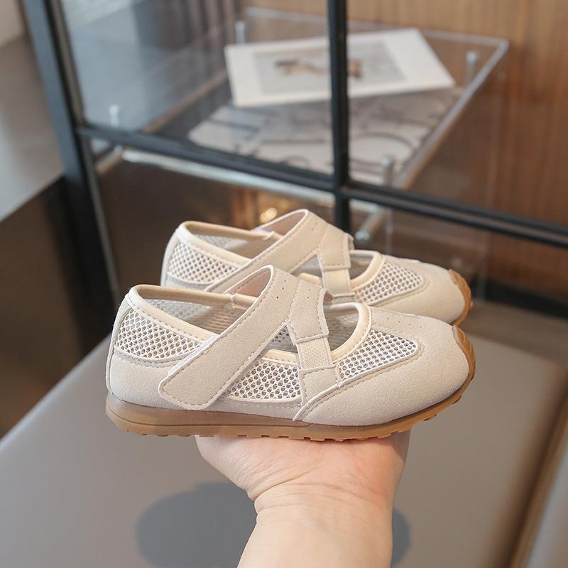 

Летняя детская повседневная обувь 2025 года, мягкая подошва, противоскользящие туфли Мэри Джейн, модные кроссовки для девочек, универсальная детская спортивная обувь 26insole16.2cm бежевый