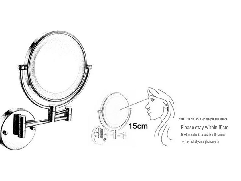 LED Bathroom Vanity Mirror with Folding Makeup Light - Wall-Mounted for Home & Hotel Use