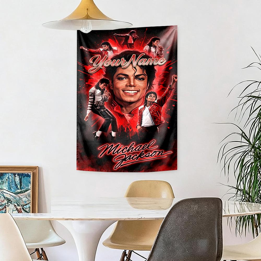 Michael Jackson Custom Your Name Wall Decor Tapestry Art For Pet Memorial Birthdaywedding Party Backdrop Family Gift