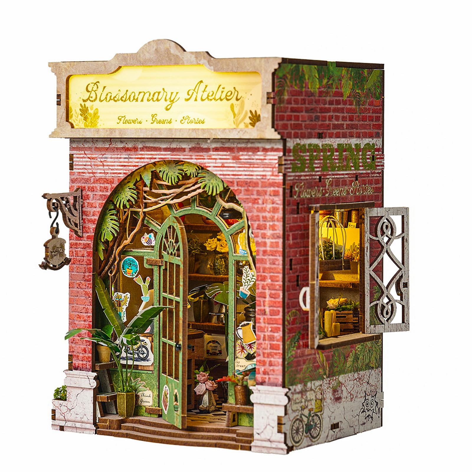 

Набор миниатюрного кукольного домика CRESYMME, Деревянный 3D-пазл, Сделай сам ручной работы для взрослых (Зелёный универсальный магазин)