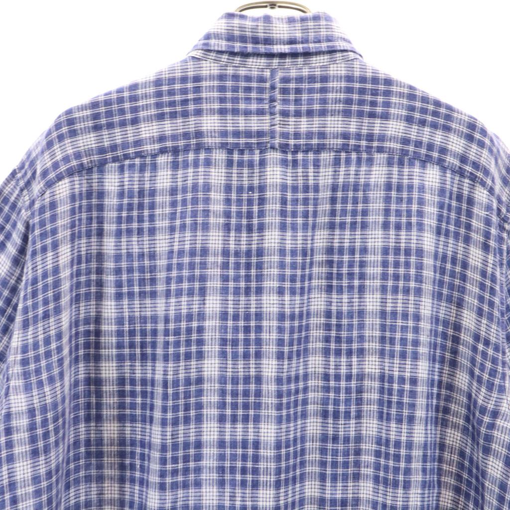Banana Republic linen Check Pattern Short sleeve Button down shirt M blue Men's Used