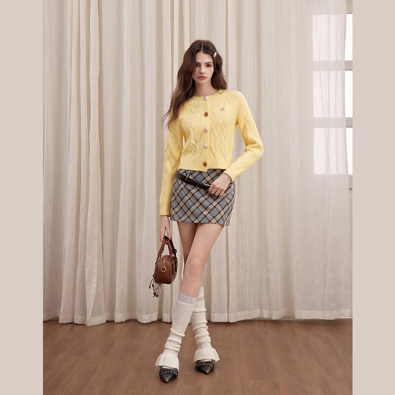 UNIFREE Sweet Bow Embroidered Short Knit Cardigan