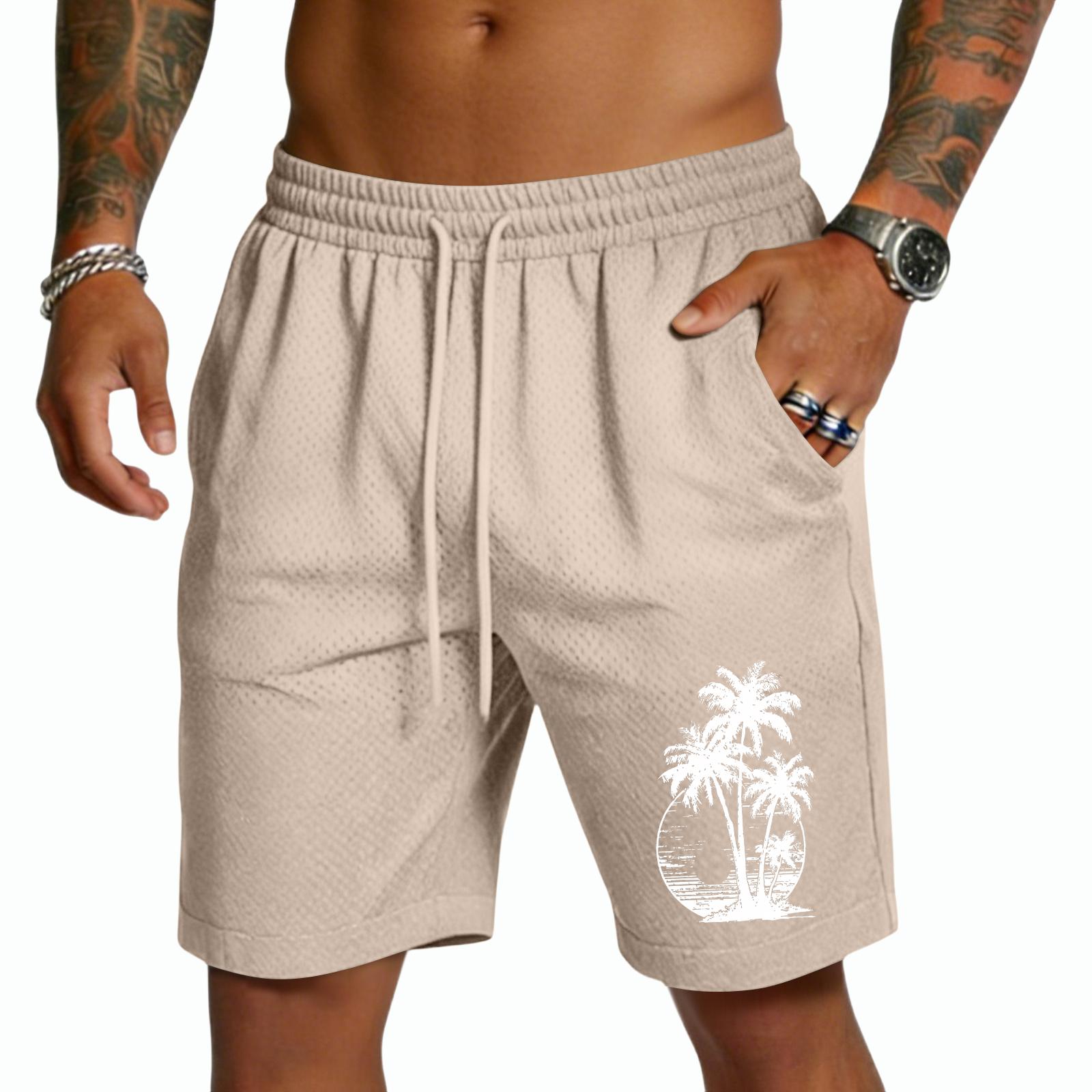 Heima B Heren Sweatshorts met Print Trekkoord Taille Casual Pasvorm Katoenen Shorts Heren Cargo Shorts voor Heren Shorts voor Heren XL beige