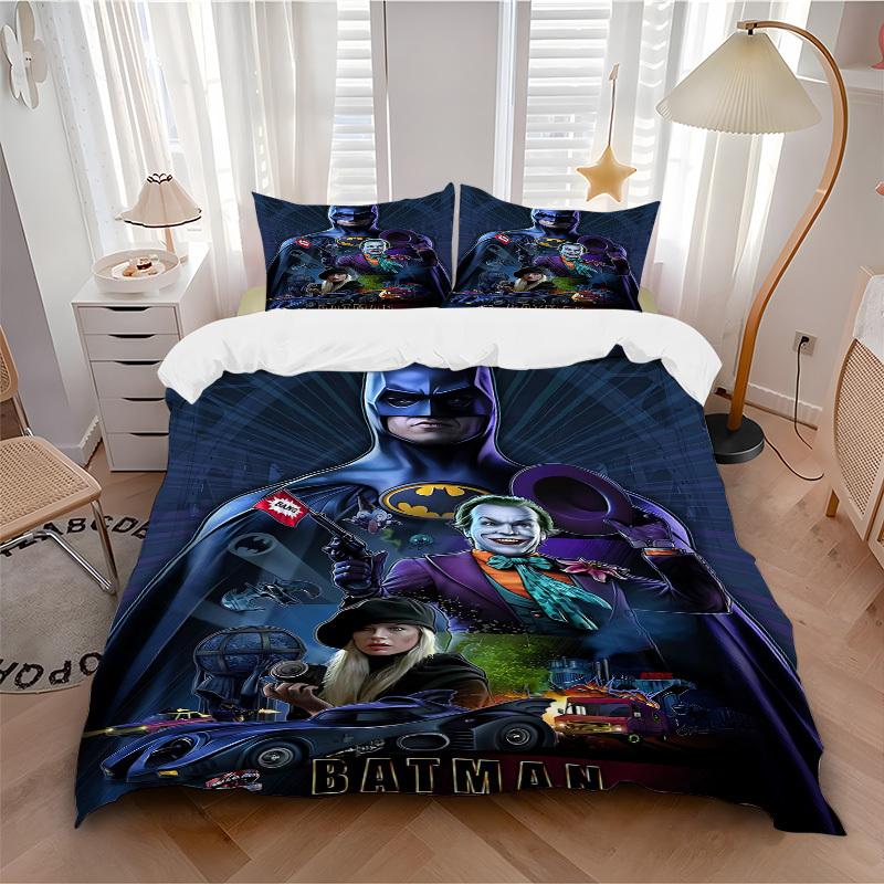 

3pcs Batman Joker Bedding Set, Soft Polyester Duvet Cover and Pillowcases Machine Washable Seasons all suitable 97 135x200cm