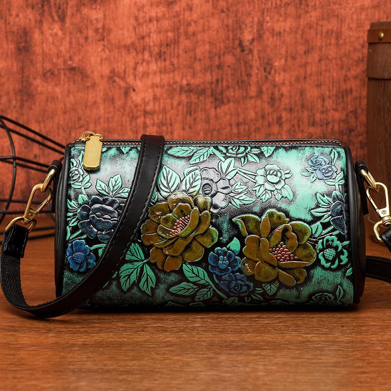 Chinese Style Camellia Crossbody Bag - Ethnic Simple Textured Women's Bags, Artistic Hand-painted Casual Commuter Bags, Vintage Elegant