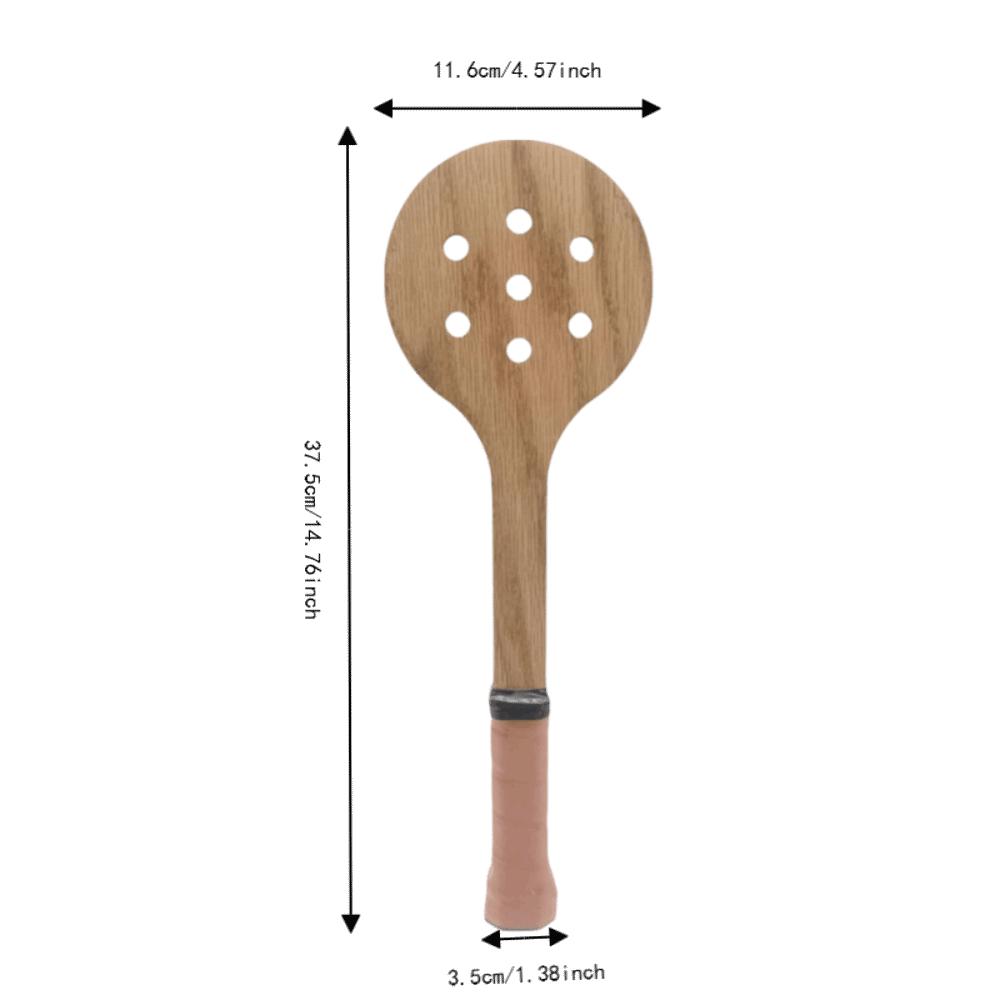 Wood Padel Training Paddle Perforated Head Tennis Practice Bat Ball Hitting Drill