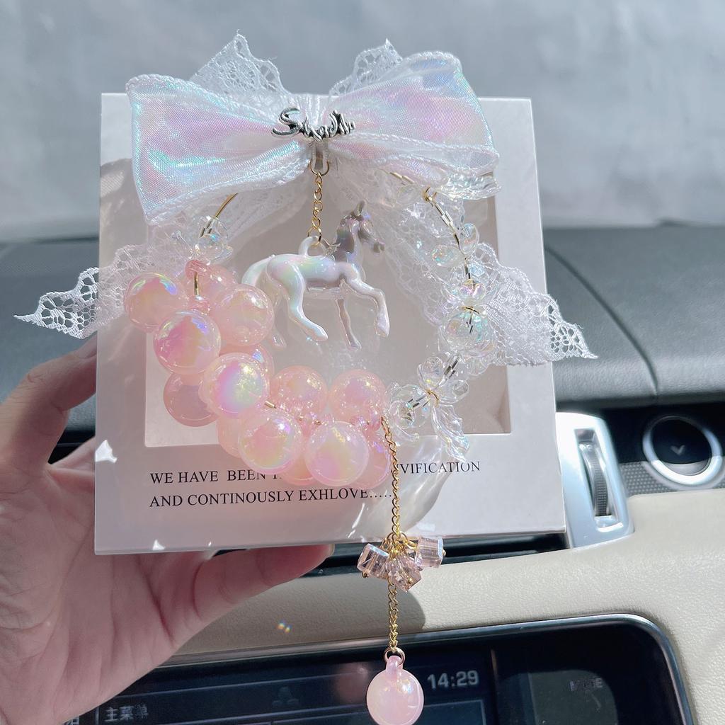 Dopamine Bubble Bead Zodiac Horse Car Pendant Vehicle Rearview Mirror Decoration