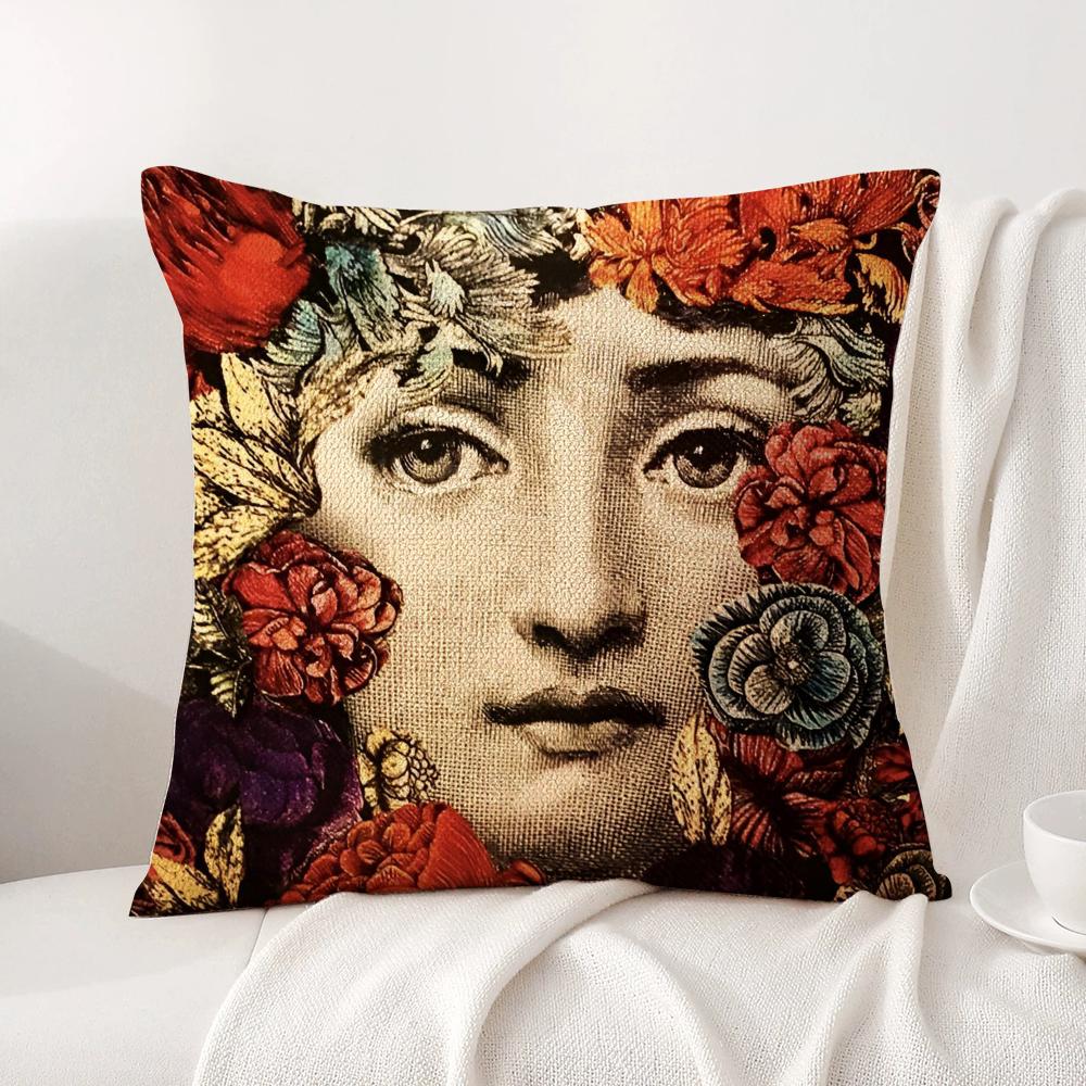 Women Anime Art Pillow Case Natural Linen Organic Fabric Double-Sided Printing Breathable Perfect For Home Decor