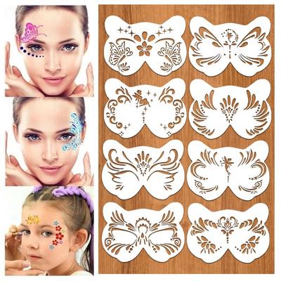 8Pcs Multiple Pattern Face Painting Stencils Hollowed DIY Makeup Tools  Body Painting