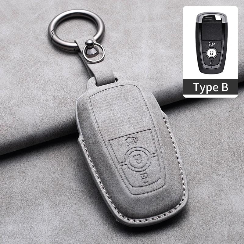 Styling Mouldings Sheepskin Car Key Cover Case for Ford Maverick Focus Edge Explorer Everest Fusion Mondeo Mustang Raptor Bronco