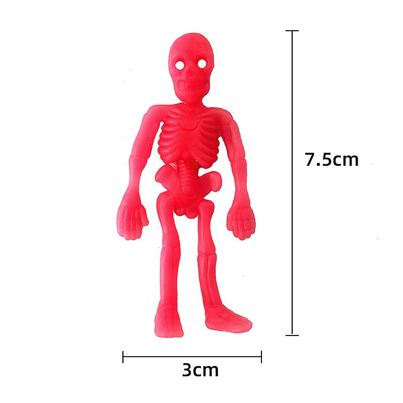 5Pcs Halloween Stretchable Skeleton Party Favors Tpr Soft Rubber Zombie Horror Ventilate Stress Relief Toy Halloween Kids Gifts