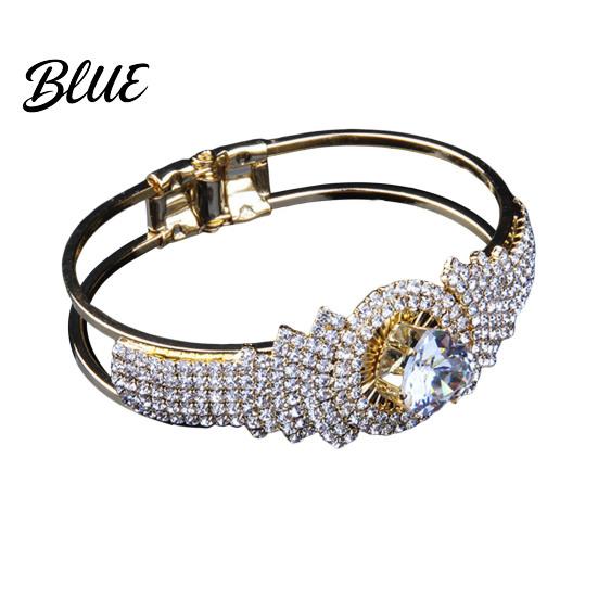 Women Buckle Bracelet Bangle with Opening Closing Design Sparkling Cubic