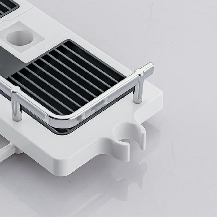 2 Pieces Shower Head Holder Bathroom Organizers Plastic Storage Rack Rental Friendly Shower Gel and Shampoo Tray