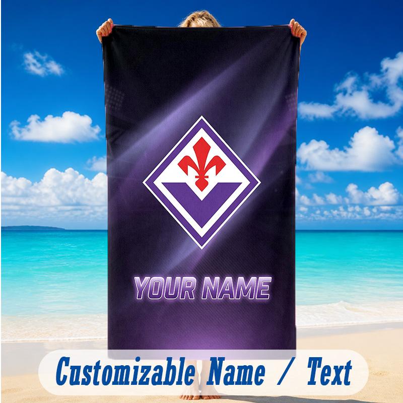 Beach Towel Custom Name Text, Quick Dry Large Towel For Beach HomeFiorentina FC