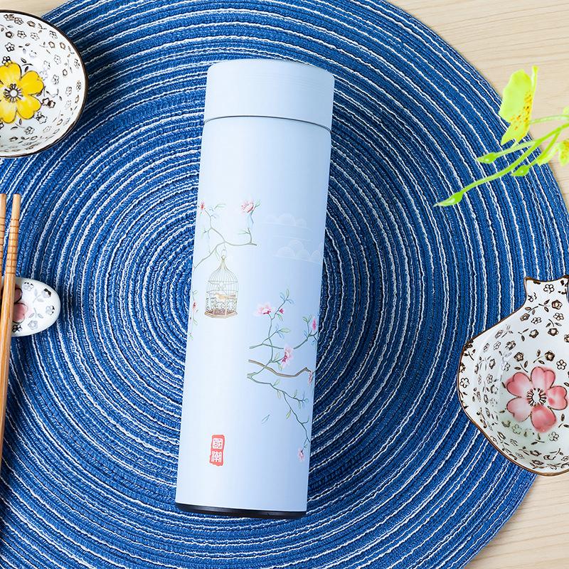 500ML Stainless Steel Thermos Coffee Tea Mug Chinese Classical Style Water Bottle With Filter Thermo Cup