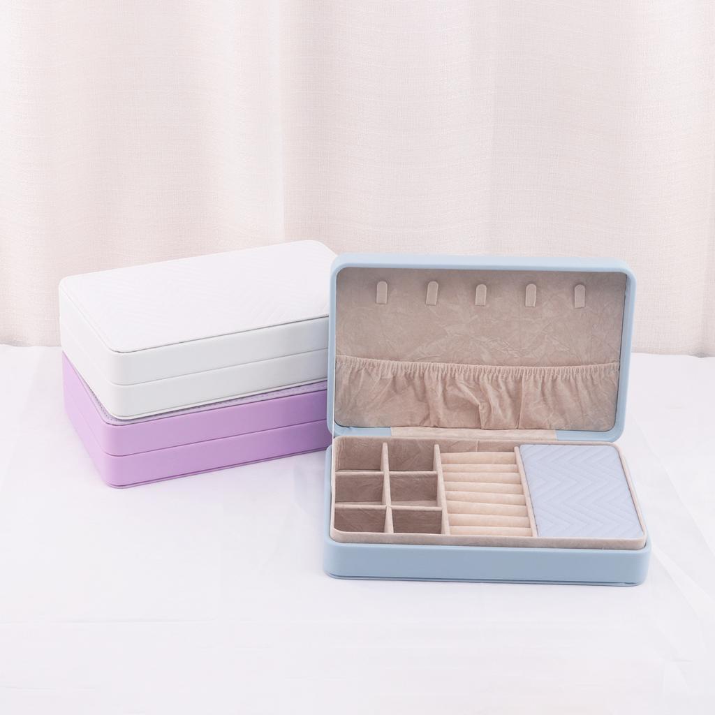  Leather Jewelry Box Light Luxury Earrings Necklace Storage Box with Lock Jewelry Organizers Storage