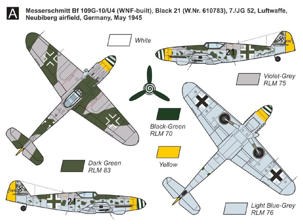 Mark I 1/144 Bf109G-10 „Späte Gustav“ (2 Kits) Plastikmodellbausatz MKM 144072N (Flugzeug)