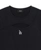 Emelbi Women'S Basic Cutout Slim Semi-Crop Long Sleeve T-Shirt La (Black)